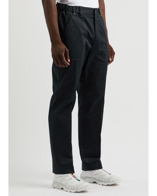 Moncler Blue Logo Cotton-Stretch Trousers for men