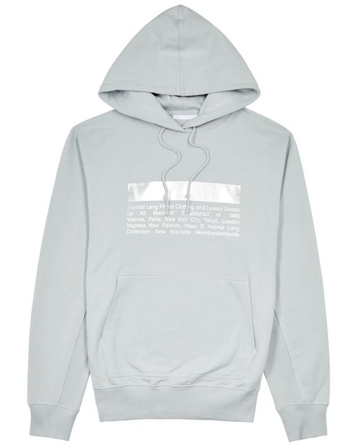 Helmut Lang Gray Outer Space Printed Hooded Cotton Sweatshirt for men