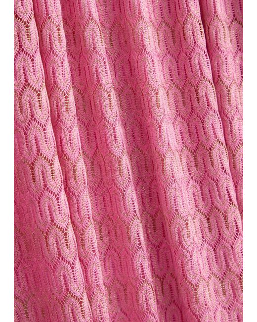 Melissa Odabash Pink June Metallic Crochet Kaftan