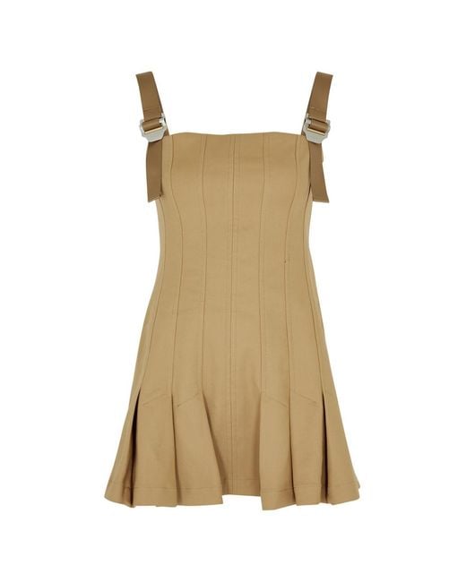 Dion Lee Natural Pleated Stretch-cotton Mini Dress