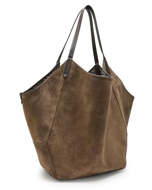 Brunello Cucinelli Brown Reversible Suede Tote