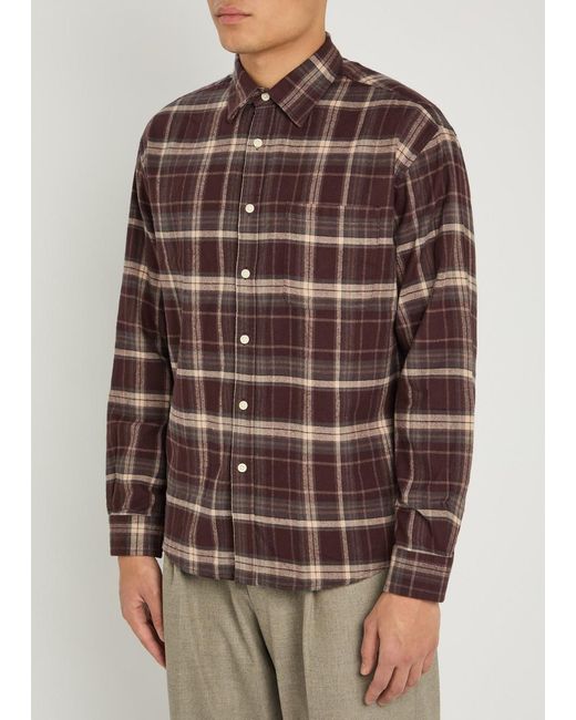 NN07 Brown Deon Plaid Cotton Shirt for men