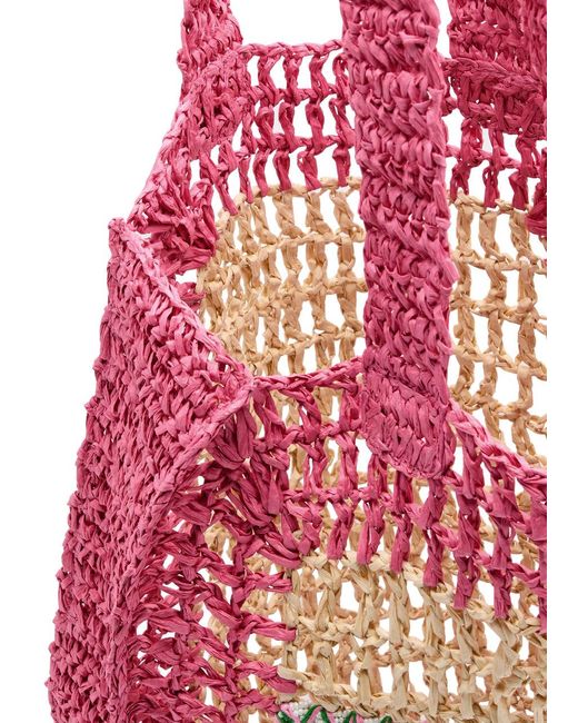 De Siena Red Ibiza Beaded Crochet Tote