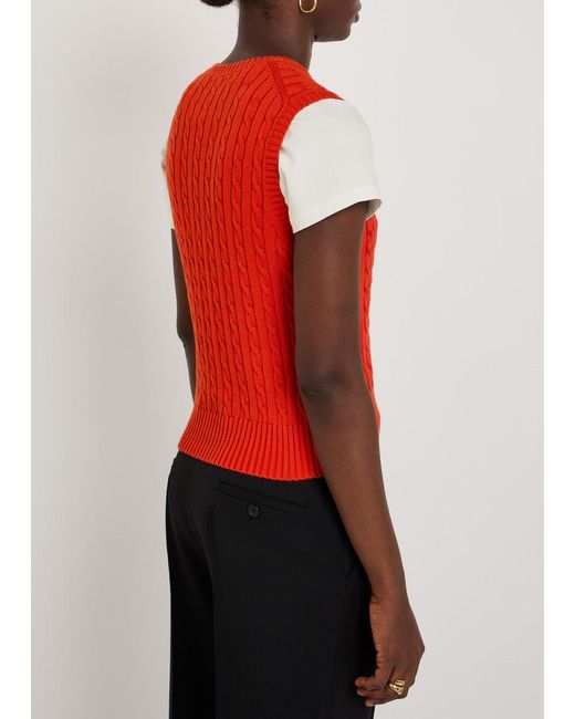 Polo Ralph Lauren Logo-Embroidered Cable-Knit Cotton Vest