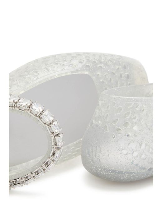 Jimmy Choo White The Jelly Crystal-Embellished Ballet Flats