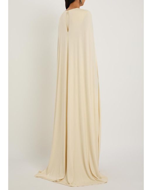 Jonathan Simkhai Natural Demi Draped Cape Jersey Gown