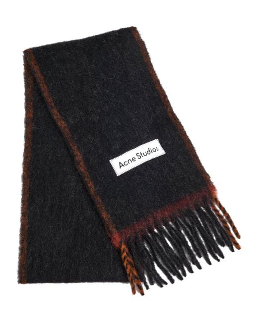 Acne Black Valley Wool-Blend Scarf