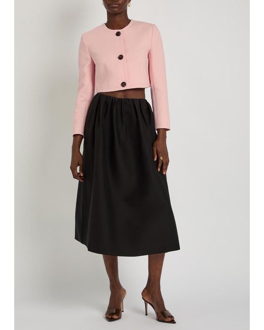 Emilia Wickstead Pink Lizette Wool-Crepe Cropped Jacket