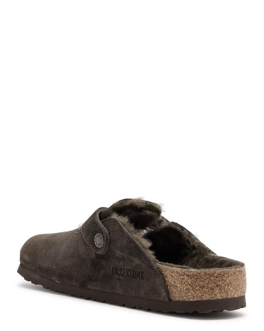 Birkenstock Brown Boston Shearling-Lined Suede Clogs