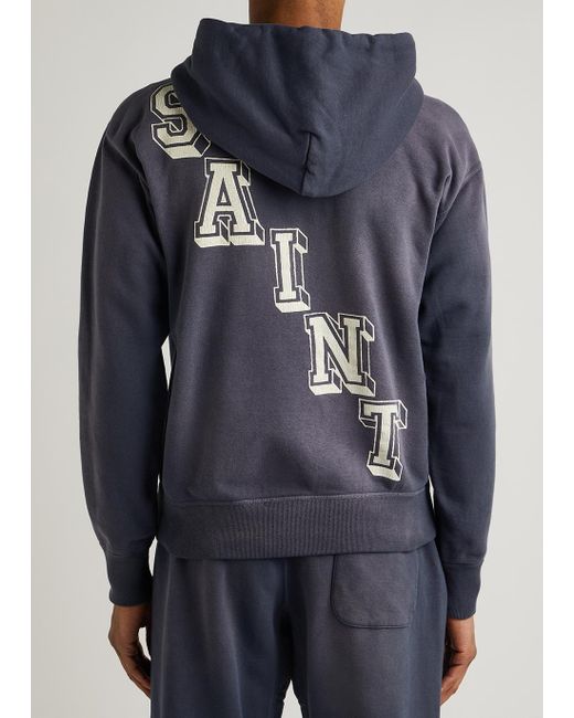 SAINT Mxxxxxx Angel Of Death Hooded Cotton Sweatshirt in Blue for