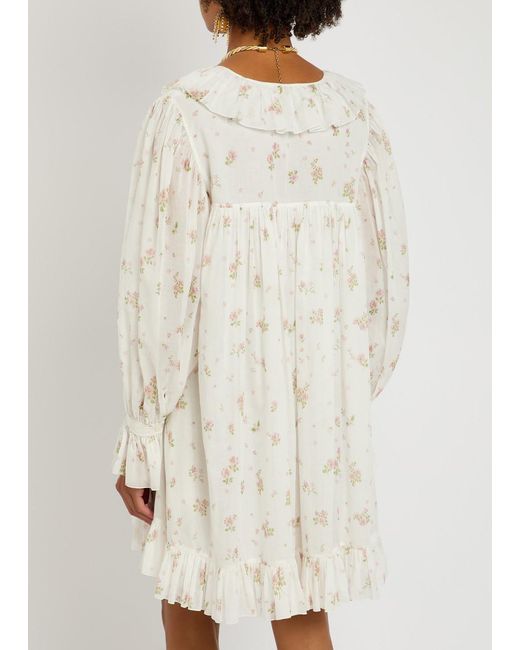 Chloé White Floral-Print Cotton Mini Dress