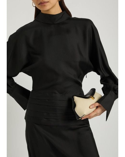 Rohe Black Tuxedo-Style Silk Midi Dress
