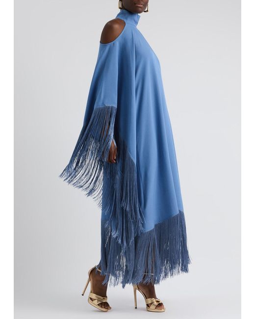 ‎Taller Marmo Blue Divina Fringe-trimmed Maxi Dress