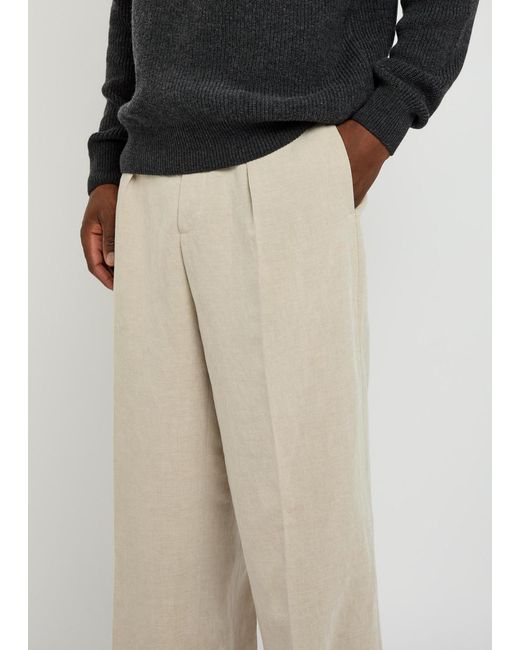 J.W. Anderson Natural Pleated Wide-Leg Linen-Blend Trousers for men