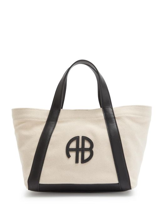 Anine Bing Natural Cara Small Canvas And Leather Tote
