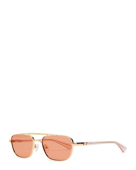 Le Specs White Le Mimi Rectangle-Frame Sunglasses