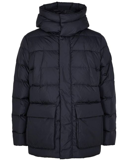 Duvetica Blue Bixio Quilted Shell Coat for men