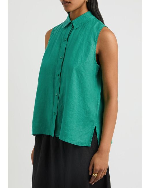 Eileen Fisher Green Linen Shirt