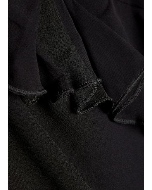 De La Vali Black Leste Lace-Embellished Georgette Maxi Dress