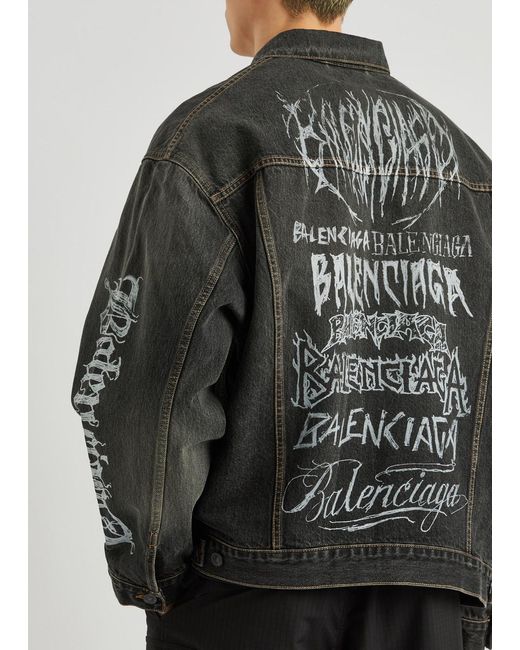Balenciaga Black Diy Metal Printed Denim Jacket for men