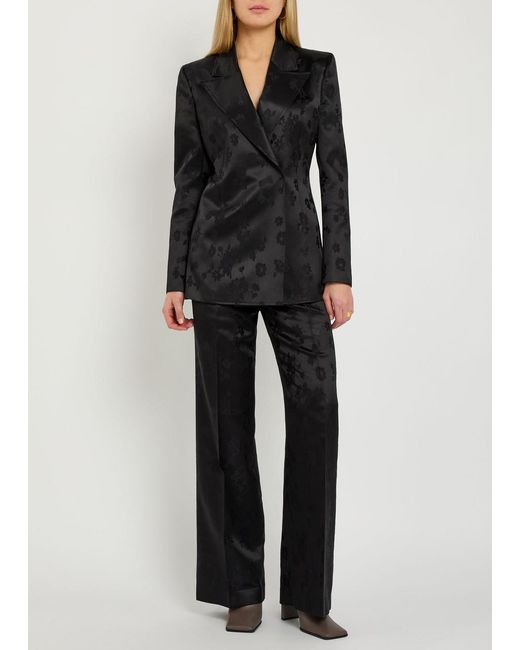 Gabriela Hearst Black Norman Floral-Jacquard Silk Trousers
