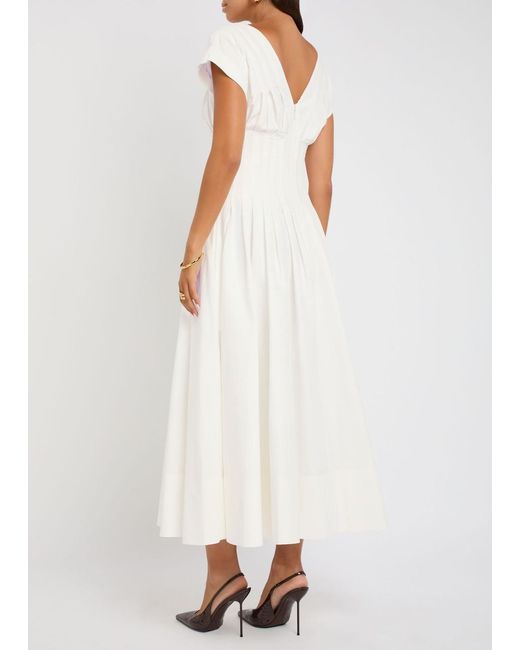 Jonathan Simkhai White Nina Pleated Cotton-Blend Poplin Midi Dress