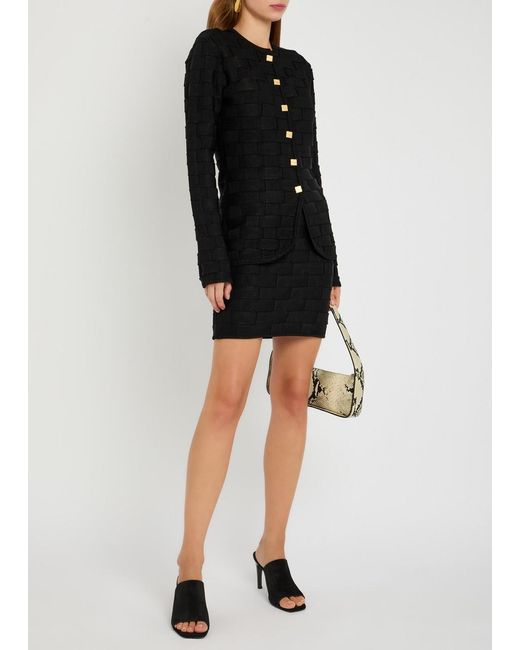 TOVE Black Ash Checked Knit Mini Skirt