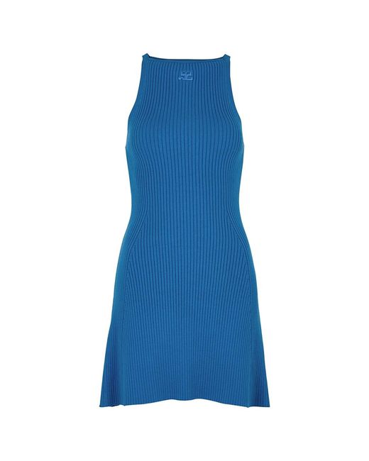 Courreges Blue Courrèges Ribbed-Knit Mini Dress