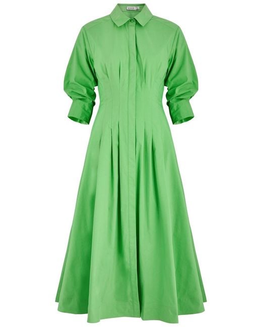 Jonathan Simkhai Green Jazz Cotton-Blend Poplin Midi Shirt Dress