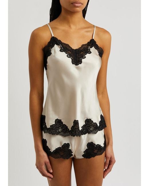 Nk Imode Black Morgan Lace-trimmed Silk Camisole