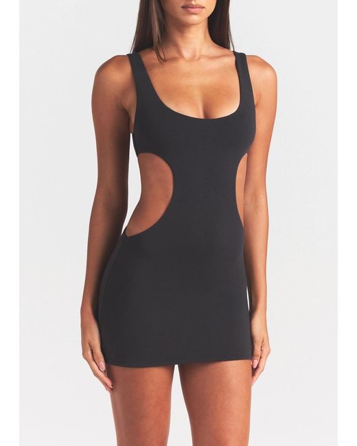 Skims Black Cut-Out Stretch-Jersey Mini Dress