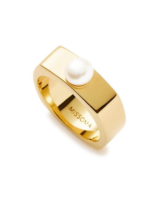 Missoma Metallic Button Pearl 18Kt Vermeil Ring