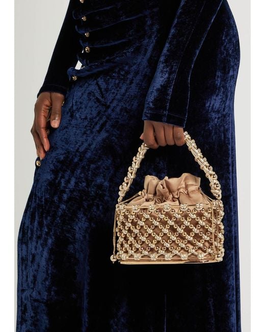 Rosantica Brown Holli Opulenza Embellished Metal Top Handle Bag