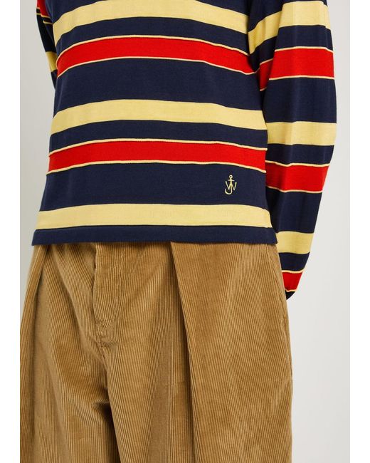 J.W. Anderson Blue Striped Knit Polo Shirt for men