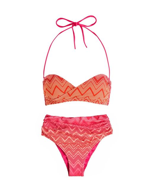 Missoni Red Zigzag-Printed Lamé Bikini