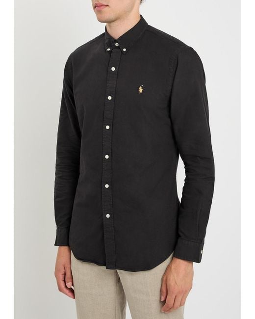 Polo Ralph Lauren Black Logo-Embroidered Cotton Shirt for men