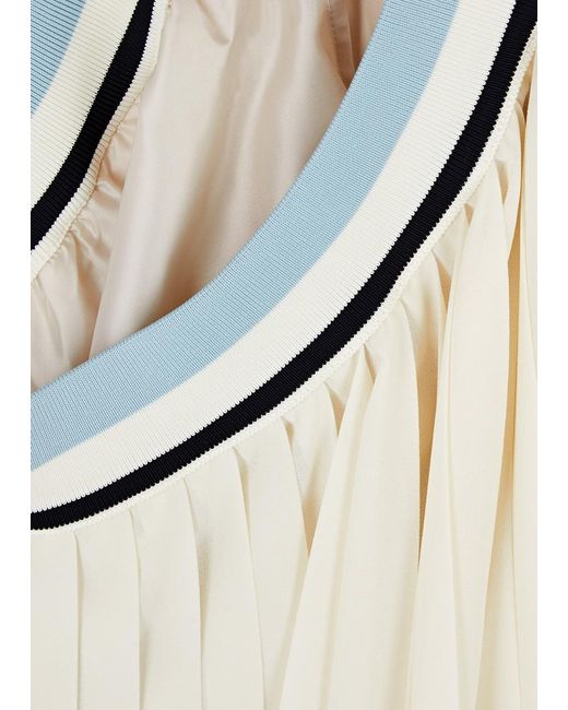 Moncler Natural Pleated Georgette Maxi Skirt
