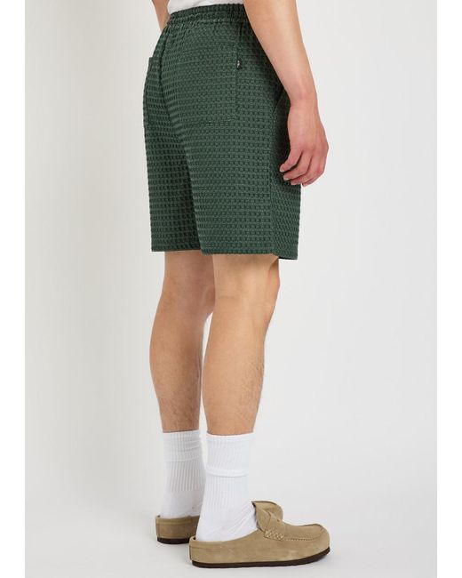 Les Deux Green Checked Seersucker Shorts for men