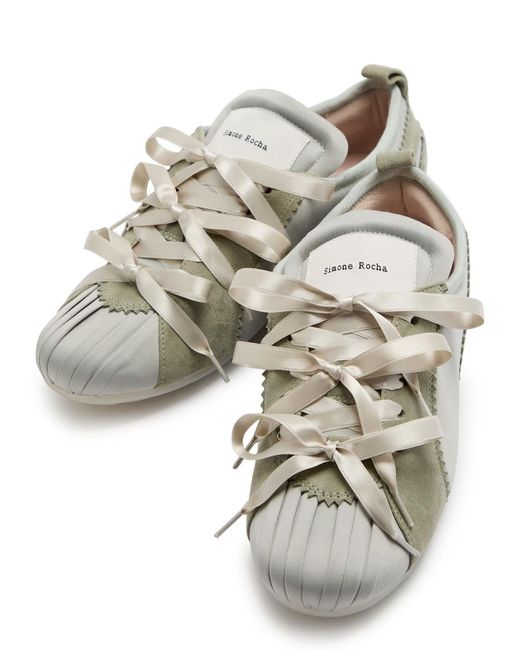 Simone Rocha Gray Ballerina Grip Panelled Satin Sneakers