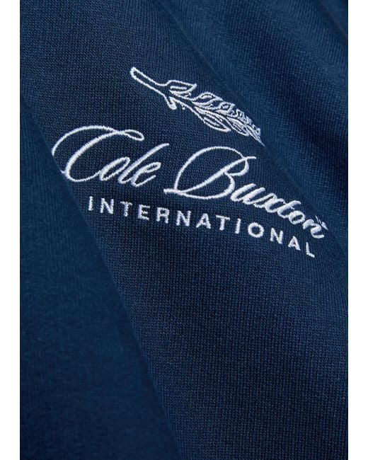 Cole Buxton Blue International Hooded Logo-Embroidery Cotton Sweatshirt for men