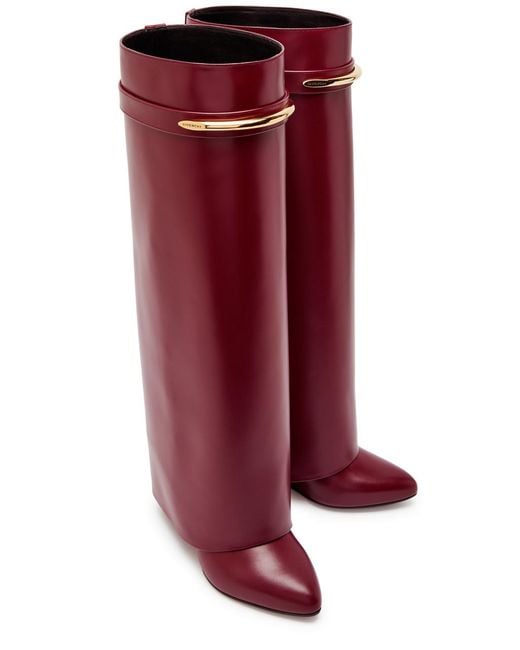 Givenchy Red Shark 95 Leather Knee-High Boots