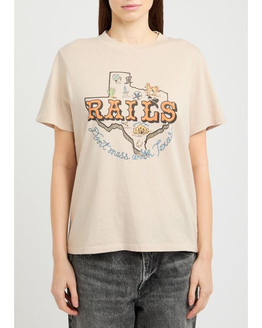 Rails Natural Texax Logo Cotton T-Shirt