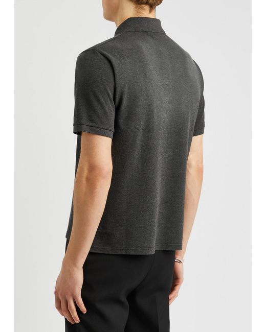 Saint Laurent Black Logo Piqué Cotton-blend Polo Shirt for men