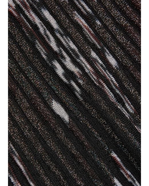 Missoni Black Patterned-Jacquard Metallic-Knit Midi Skirt