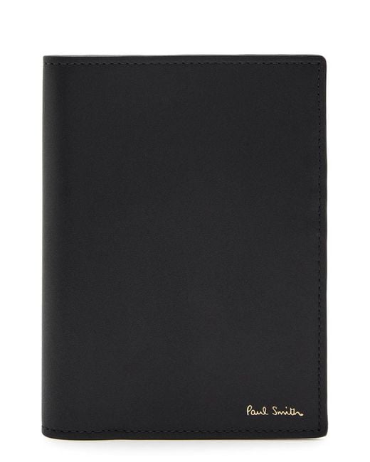 Paul Smith Black Logo Leather Passport Holder for men