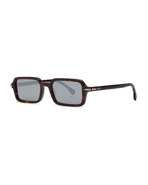 Fendi Black Selleria Rectangle-Frame Sunglasses