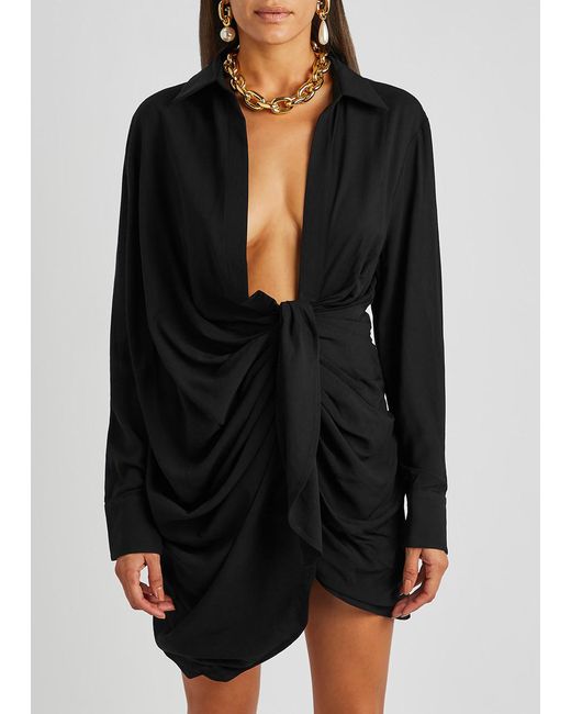 Jacquemus Black La Robe Bahia Twill Mini Dress