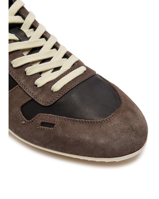 Rick Owens Black Panelled Suede And Leather Sneakers for men