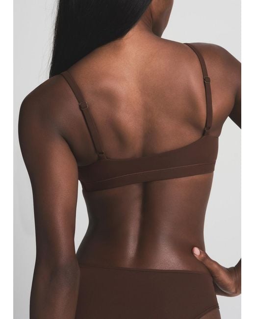 Skims Brown Stretch-Jersey Scoop Bralette