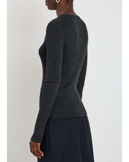 Rohe Black Melange-Knit Long-Sleeve Wool Top